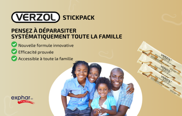 Les avantages de VERZOL stickpack pour déparasiter toute la famille I Exphar Cameroun